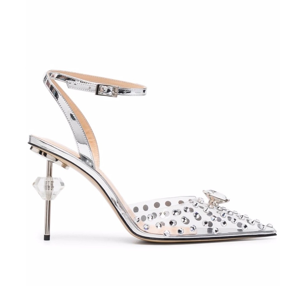 MACH & MACH Silver Crystal Embellished Heels